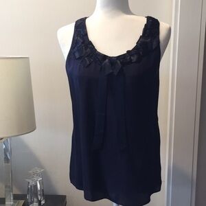 𝅺Banana Republic dark blue hand beaded silk racer back beaded too in size Small